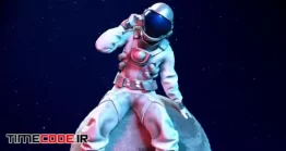 دانلود عکس فضانورد نشسته روی ماه Astronaut Sitting On The Moon With Hand On Helmet