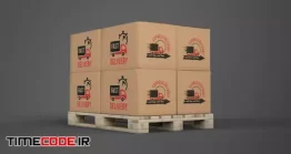 دانلود موکاپ کارتن مقوایی Delivery Boxes On Pallet