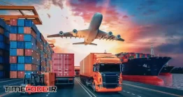 دانلود عکس خدمات کارگو و باربری با کشتی و هواپیما Transportation And Logistics Of Container Cargo Ship And Cargo Plane