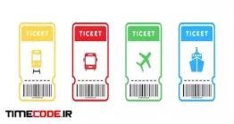 دانلود وکتور بلیط هواپیما کشتی اتوبوس و مترو Travel Tickets For Bus, Plane And Train