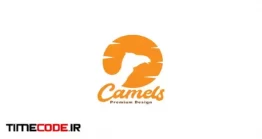 دانلود لایه باز لوگو با طرح شتر Animal Camels Head With Sunset Logo
