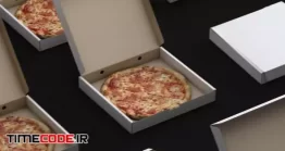 دانلود فوتیج بسته بندی پیتزا  Boxed Pizza On Conveyor Loop