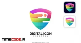 دانلود فایل لایه باز لوگو دیجیتال Digital Icon Colorful Logo
