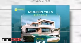 دانلود قالب آماده پست اینستاگرام مسکن و املاک Real Estate Modern Vill For Sale Post Template