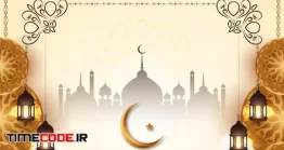 دانلود وکتور لایه باز پست اینستاگرام تبریک عید فطر Religious Eid Mubarak Festival Celebration Islamic