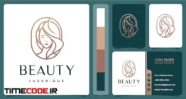 دانلود وکتور لایه باز لوگو سالن زیبایی + کارت ویزیت Beauty Logo Template With Business Card