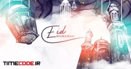 دانلود وکتور لایه باز تبریک عید فطر Hand Drawn Eid Mubarak Illustration