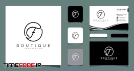 دانلود وکتور لایه باز لوگو با طرح F + کارت ویزیت Initial F Handwriting Logo With Business Card Design