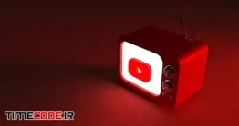 دانلود عکس لوگو تلویزیون با لوگو یوتیوب A Tv With Glowing Youtube Logo