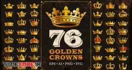 دانلود 76 آیکون تاج Golden Royal Crowns Icons Vector