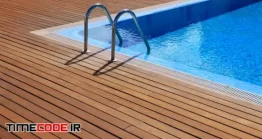 دانلود عکس استخر Blue Swimming Pool With Teak Wood Flooring