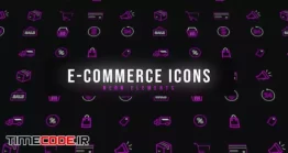 دانلود پروژه آماده پریمیر : آیکون انیمیشن نئون خرید آنلاین E-Commerce Neon Icons