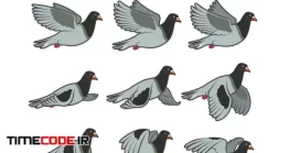 دانلود وکتور پرواز کبوتر Flying Pigeon Cartoon Animation Sprite