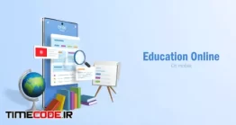 دانلود وکتور لایه باز بنر آموزش آنلاین Web Banner For Online Education