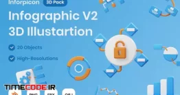 دانلود آیکون اینفوگرافی و نمودار  Infographic V2 3D Illustration