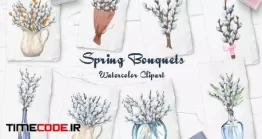 دانلود کلیپ آرت گلدان و دسته گل  Spring Bouquets Clipart