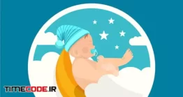 دانلود وکتور لایه باز لوگو فروشگاه کودک Cute Detailed Baby Logo On Moon