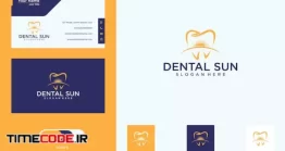 دانلود وکتور لایه باز لوگو دندان پزشکی Dental With Sun Logo Design