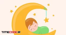 دانلود وکتور لایه باز لوگو فروشگاه کودک Detailed Baby Logo Template With Moon