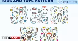دانلود پترن اسباب بازی کودک  Kids And Toys Doodle Pattern
