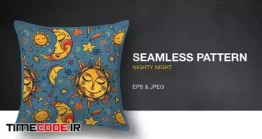 دانلود پترن خورشید و ماه Nighty Night Seamless Pattern