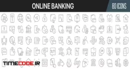 دانلود پکیج آیکون بانکداری آنلاین Online Banking Line Icons Collection