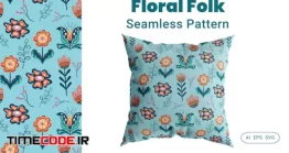 دانلود پترن گل Seamless Pattern Floral Folk