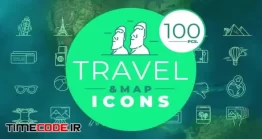 دانلود پروژه آماده افتر افکت : آیکون انیمیشن سفر Travel & Map Icons