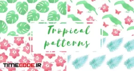 دانلود پترن گل آبرنگی Tropical Watercolor Patterns
