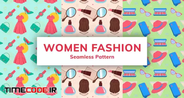 دانلود پترن لباس زنانه Women Fashion Seamless Pattern – تایم کد