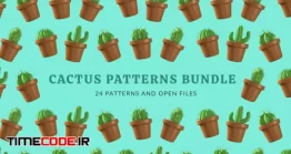 دانلود پترن کاکتوس Cactus Plant Patterns Bundle
