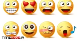 دانلود پکیج ایموجی سه بعدی  Emoji Face Vector Set