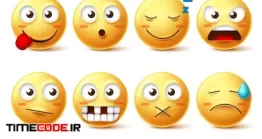 دانلود پکیج ایموجی سه بعدی  Emojis Vector Set With Funny