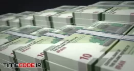 دانلود فوتیج دسته اسکناس ده هزار تومانی Iran Rial Money Banknote Pack Growth Up Loop