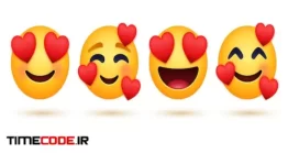 دانلود آیکون ایموجی خنده Loving Emoji With Hearts