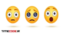 دانلود آیکون ایموجی تعجب و ناراحتی Sad Emoji Face With Pleading Eyes