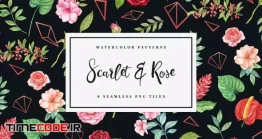 دانلود پترن گل رز  Scarlet & Rose – Seamless Patterns