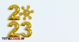 دانلود عکس بک گراند سال نو میلادی Golden Balloon 2023 Happy New Year Celebration With Snowflake