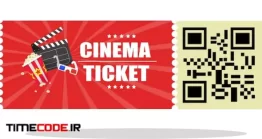 دانلود وکتور لایه باز بلیط سینما  Cinema Ticket Qr Code