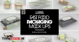 دانلود موکاپ پکیج بسته بندی فست فود  Fast Food Boxes Vol.7: Take Out Packaging Mockups
