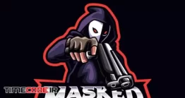 دانلود وکتور لوگو ماسکوت : مرد ماسک دار با تفنگ Masked Shooter Mascot Logo