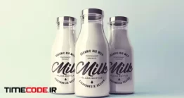 دانلود موکاپ شیشه شیر Realistic Milk Bottle Mock-Up Pack