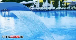 دانلود فوتیج آبشار استخر هتل Water Fountain Treatment In The Pool Of Luxury Hotel