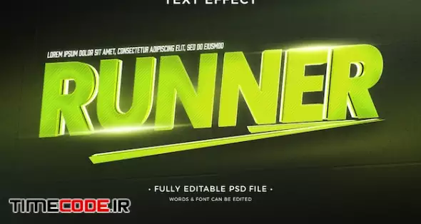 دانلود استایل آماده فتوشاپ Runner Text Effect – تایم کد