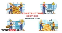 دانلود پروژه آماده پریمیر : موشن گرافیک ساخت و ساز Construction Service Animated Scene