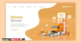 دانلود فایل لایه باز لندینگ پیج خرید آنلاین با اپلیکیشن Delivery Service Web Banner Landing Page Template