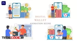 دانلود پروژه آماده پریمیر : موشن گرافیک کیف پول دیجیتال Digital Online Wallet Animated Scene