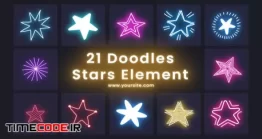 دانلود پروژه آماده افتر افکت : پکیج ستاره نئون Doodles Colorful Stars 21 Element Pack