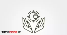 دانلود وکتور لایه باز لوگو با طرح دست و خورشید Hand And Sun Beautiful Bohermian Logo Vector Line
