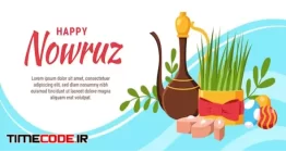 دانلود وکتور لایه باز بنر عید نوروز Flat Happy Nowruz Horizontal Banner